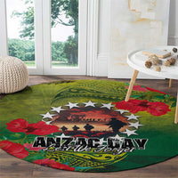 Cook Islands ANDAC Day Round Carpet Honor and Remember Soliders-Forever in My Thoughts Grunge Style