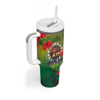 Cook Islands ANDAC Day Tumbler With Handle Honor and Remember Soliders-Forever in My Thoughts Grunge Style