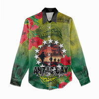 Cook Islands ANDAC Day Women Casual Shirt Honor and Remember Soliders-Forever in My Thoughts Grunge Style LT03 - Polynesian Pride