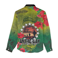 Cook Islands ANDAC Day Women Casual Shirt Honor and Remember Soliders-Forever in My Thoughts Grunge Style LT03 - Polynesian Pride