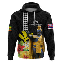 Hawaii King Kamehameha Day Zip Hoodie Kanaka Maoli Hibiscus Flower and Kakau Pattern