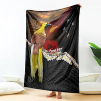 Papua New Guinea Remembrance Day Blanket Bird of Paradise Plumeria Flower and Polynesian Pattern