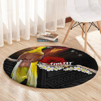 Papua New Guinea Remembrance Day Round Carpet Bird of Paradise Plumeria Flower and Polynesian Pattern LT03 - Polynesian Pride