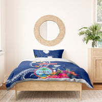 Personalised Guam Liberation Bedding Set Latte Stone and Guahan Seal Jungle Flower