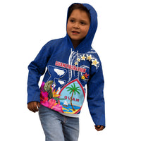 Guam Liberation Kid Hoodie Latte Stone and Guahan Seal Jungle Flower