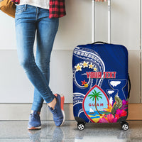 Personalised Guam Liberation Luggage Cover Latte Stone and Guahan Seal Jungle Flower