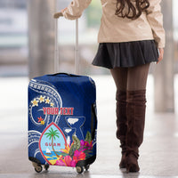 Personalised Guam Liberation Luggage Cover Latte Stone and Guahan Seal Jungle Flower