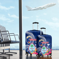 Personalised Guam Liberation Luggage Cover Latte Stone and Guahan Seal Jungle Flower