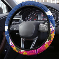 Guam Liberation Steering Wheel Cover Latte Stone and Guahan Seal Jungle Flower