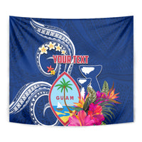 Personalised Guam Liberation Tapestry Latte Stone and Guahan Seal Jungle Flower