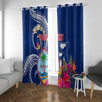 Personalised Guam Liberation Window Curtain Latte Stone and Guahan Seal Jungle Flower