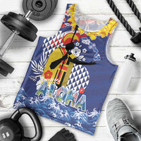 Hawaii King Kamehameha Day Men Tank Top Lei Sea Waves Polynesian Tapa Pattern