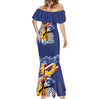 Hawaii King Kamehameha Day Mermaid Dress Lei Sea Waves Polynesian Tapa Pattern