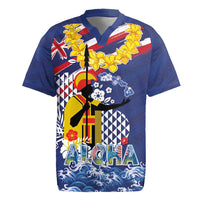 Hawaii King Kamehameha Day Rugby Jersey Lei Sea Waves Polynesian Tapa Pattern