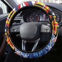 Hawaii King Kamehameha Day Steering Wheel Cover Lei Sea Waves Polynesian Tapa Pattern
