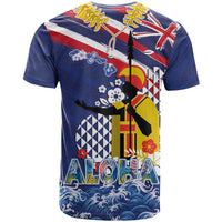 Hawaii King Kamehameha Day T Shirt Lei Sea Waves Polynesian Tapa Pattern