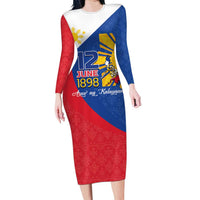 Philippines Independence Day Family Matching Long Sleeve Bodycon Dress and Hawaiian Shirt Araw ng Kalayaan Polynesian Sun and YAKAN Pattern