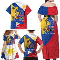 Philippines Independence Day Family Matching Off Shoulder Maxi Dress and Hawaiian Shirt Araw ng Kalayaan Polynesian Sun and YAKAN Pattern