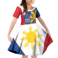 Philippines Independence Day Family Matching Off Shoulder Short Dress and Hawaiian Shirt Araw ng Kalayaan Polynesian Sun and YAKAN Pattern