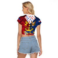 Philippines Independence Day 126th Anniversary Raglan Cropped T Shirt Polynesian Pattern National Flag Style