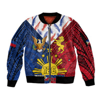 Philippines Independence Day 126th Anniversary Sleeve Zip Bomber Jacket Polynesian Pattern National Flag Style