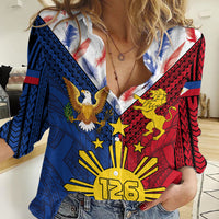 Philippines Independence Day 126th Anniversary Women Casual Shirt Polynesian Pattern National Flag Style