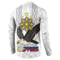 Philippines Eagle Week Button Sweatshirt Polynesian Pattern Barong Style