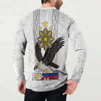 Philippines Eagle Week Button Sweatshirt Polynesian Pattern Barong Style