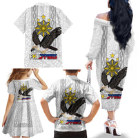 Philippines Eagle Week Family Matching Off The Shoulder Long Sleeve Dress and Hawaiian Shirt Polynesian Pattern Barong Style LT03 - Polynesian Pride