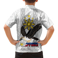 Philippines Eagle Week Kid Hawaiian Shirt Polynesian Pattern Barong Style