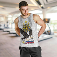 Philippines Eagle Week Men Tank Top Polynesian Pattern Barong Style LT03 White - Polynesian Pride