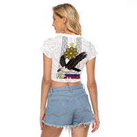 Philippines Eagle Week Raglan Cropped T Shirt Polynesian Pattern Barong Style