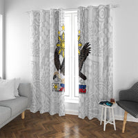 Philippines Eagle Week Window Curtain Polynesian Pattern Barong Style LT03 With Grommets White - Polynesian Pride