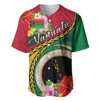 Vanuatu Tribal Boar Tusk Baseball Jersey Tropical Plants with Namele and Melanesian Pattern