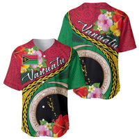 Vanuatu Tribal Boar Tusk Baseball Jersey Tropical Plants with Namele and Melanesian Pattern