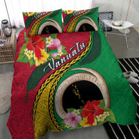 Vanuatu Tribal Boar Tusk Bedding Set Tropical Plants with Namele and Melanesian Pattern