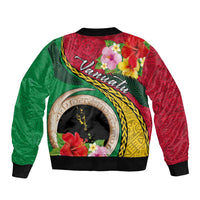 Vanuatu Tribal Boar Tusk Bomber Jacket Tropical Plants with Namele and Melanesian Pattern LT03 - Polynesian Pride