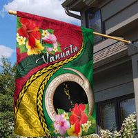 Vanuatu Tribal Boar Tusk Garden Flag Tropical Plants with Namele and Melanesian Pattern