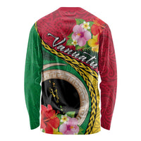 Vanuatu Tribal Boar Tusk Long Sleeve Shirt Tropical Plants with Namele and Melanesian Pattern