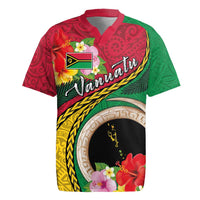 Vanuatu Tribal Boar Tusk Rugby Jersey Tropical Plants with Namele and Melanesian Pattern