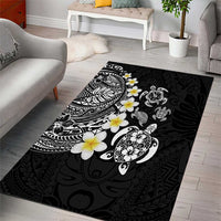 Hawaiian Plumeria Turtles Area Rug Polynesian Art Tattoo
