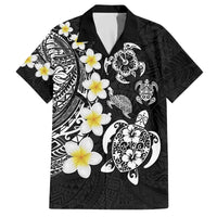 Hawaiian Plumeria Turtles Family Matching Off The Shoulder Long Sleeve Dress and Hawaiian Shirt Polynesian Art Tattoo