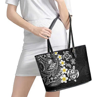 Hawaiian Plumeria Turtles Leather Tote Bag Polynesian Art Tattoo