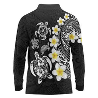Hawaiian Plumeria Turtles Long Sleeve Polo Shirt Polynesian Art Tattoo LT03 - Polynesian Pride