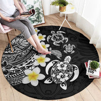 Hawaiian Plumeria Turtles Round Carpet Polynesian Art Tattoo