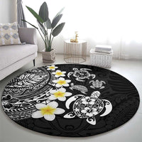Hawaiian Plumeria Turtles Round Carpet Polynesian Art Tattoo