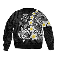 Hawaiian Plumeria Turtles Sleeve Zip Bomber Jacket Polynesian Art Tattoo LT03 - Polynesian Pride