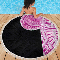 Samoan Art Tattoo Polynesian Pattern Beach Blanket Pink Out Color