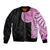 Samoan Art Tattoo Polynesian Pattern Bomber Jacket Pink Out Color LT03 Unisex Black - Polynesian Pride
