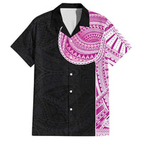 Samoan Art Tattoo Polynesian Pattern Family Matching Long Sleeve Bodycon Dress and Hawaiian Shirt Pink Out Color